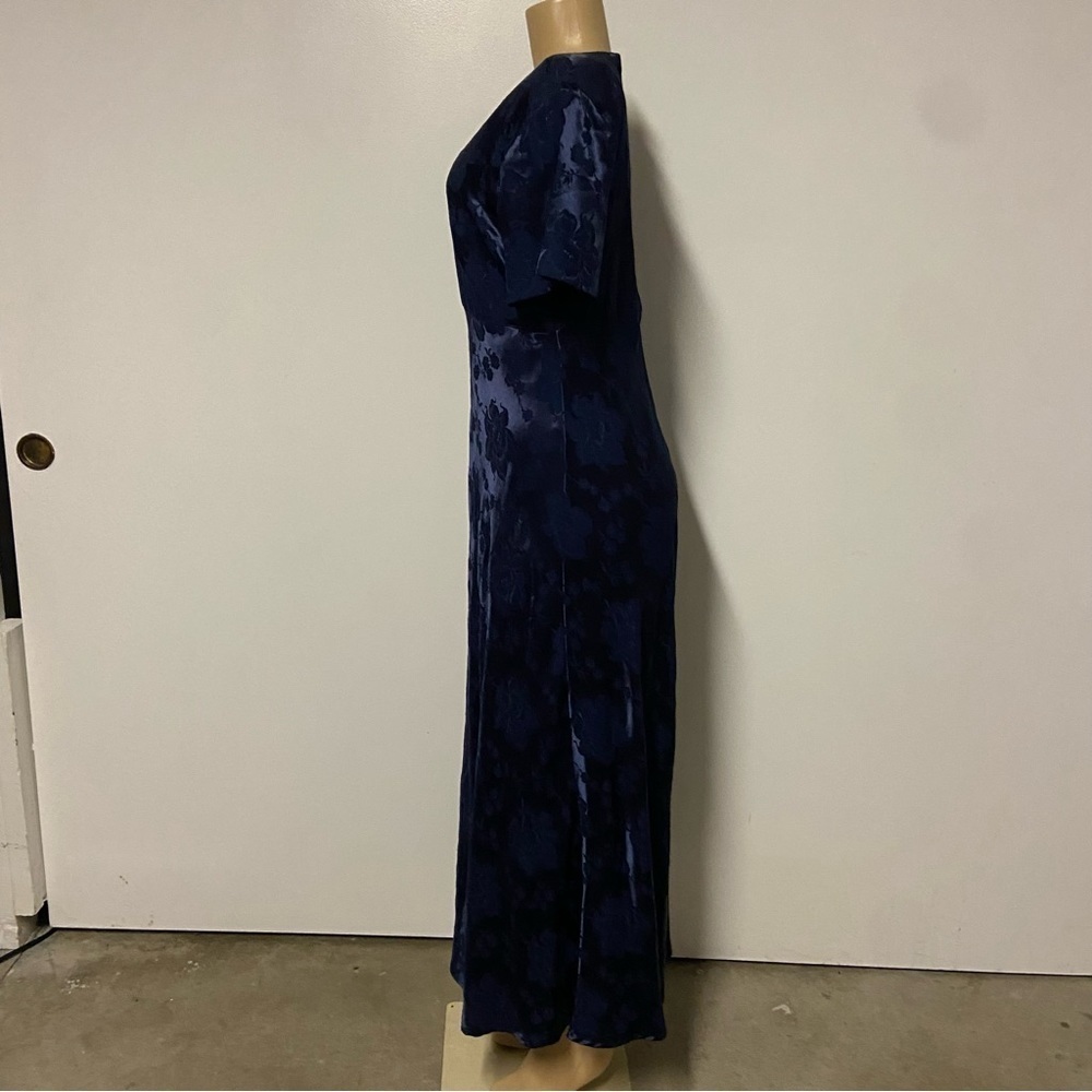 vintage Molly Malloy midnight blue jacquard square neck maxi dress Size 12 - Picture 6 of 11
